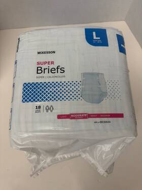 Mckesson 612479240896 Super Moderate Absorbent Adult Disposable Brief Diapers L Tab Closure