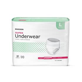 Mckesson 696850049148 Super Underwear Incontinence Moderate Absorbency Large 72 Count