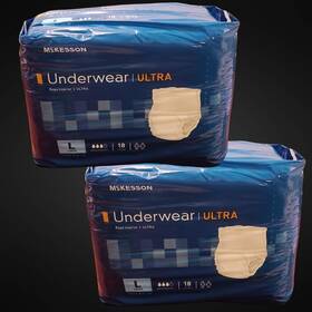 Mckesson 720843926038 Ultra Underwear Incontinence Heavy Absorbency Large 2 X 18 Pack 36