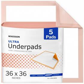 73633101 Mckesson Underpads Disposable Bed Pads 36 Inch X 5 Count White Peach