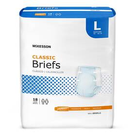 Mckesson 852669090515 Brbrlg Classic Light Absorbency Briefs Large 72 Disposable Diapers
