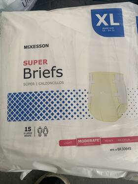 Br30645 Mckesson Super Moderate Absorbency Adult Disposable Cloth Brief Diapers Xl 15 Ct