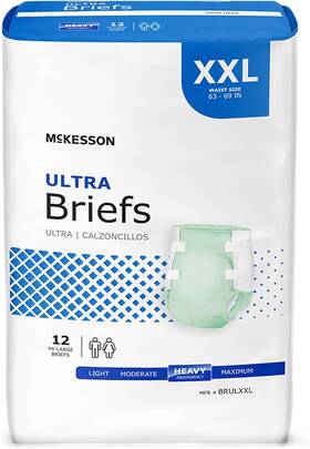 Mckesson Brand 445053674694 Ultra Briefs 48 Count Xxl 63-69 Inch Incontinence Adult Diapers Wit
