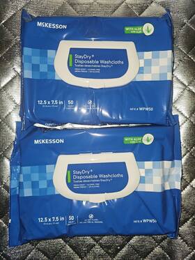 Mckesson Brand 726084926585 Staydry Disposable Wipes Or Washcloths For Adults With Aloe Incontinen