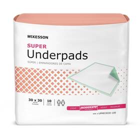 Upmd3030-100 Mckesson 100 Moderate Absorbency Disposable Adult Bed Pad Underpads 30x30 Inch