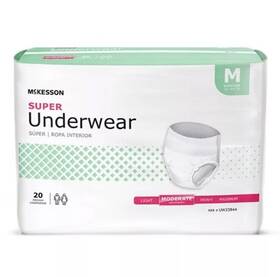Uw33844 Mckesson Super Pull On Underwear Size Medium Tear Away Moderate Absorbency 20pk