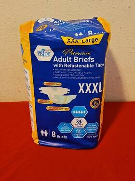 Med Pride 342410906661 8 Xxx-l Maximum Absorbency Adult Briefs For Incontinence Refastenable