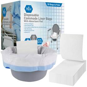 Med Pride 352410750502 Disposable Pack Of 50 Bags And Pads Bedside Commode Liner With Absorbent