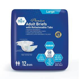 Med Pride 352410906633 Maximum Absorbency Adult Briefs For Incontinence With Refastenable Tabs Larg