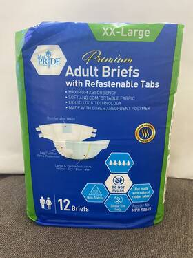 90665 Med Pride Premium Adult Briefs With Refastenable Tabs Xx- Large 12 New
