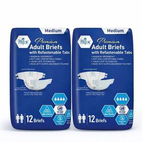 Mpr-90662 Med Pride Medpride Adult Briefs Medium Maximum Absorbency Refastenable Tab Diapers 24 96ct