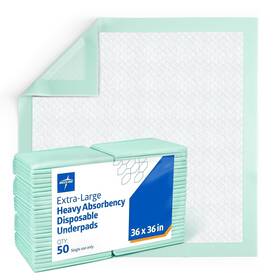 Medline 025551654281 50 Pack Incontinence Bed Pads 36x36 Inches Super Absorbent