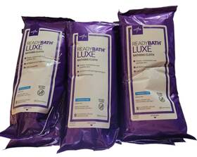 Medline 080196743783 Readybath Luxe Bathing Cloth Washcloths Unscented 72ct 9 Packs Exp 4/27