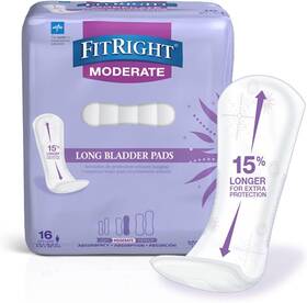 Medline 193489031846 Fitright Long Bladder Pads Incontinence Moderate 3.5 Inch X 12.5 16 Qty
