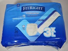 Medline 193489038029 Fitright Disposable Underwear Ultra Absorbency 3xl 75 - 94 Inche 20 Qty