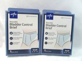 Medline 193489101389 2- Reusable Bladder Control Breifs Size Small - New In Box