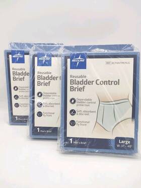 Medline 193489101402 Lot Of 3 Reusable Bladder Control Brief Large W 37-40 Inch Ref Bcpantmenlg