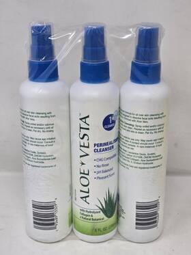 Medline 193489133298 Aloe Vesta Perineal Skin Cleanser 8 Oz No Rinse Spray Ph Balanced 3-pack New