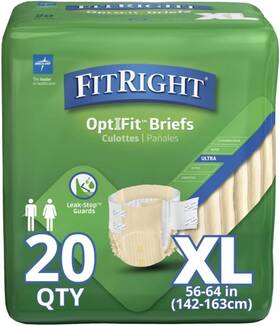 Medline 313022572586 Fitright Ultra Adult Diapers Disposable Incontinence Briefs With Tabs Heavy Ab