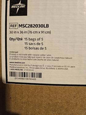 Medline 480196700548 Bed Pad Plus Polymer Underpads - 30x36 50/case