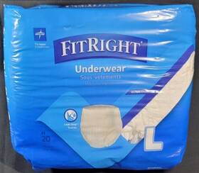 Medline 683377145620 Fitright Underwear Super Protective Incontinence Adult L Pack Of 20