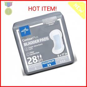 Medline 765573342079 Contourplus Bladder Control Pads Maximum Absorbency 6.5 X 13.5 Inches