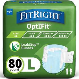 Medline 796433913153 Fitright Optifit Extra Adult Briefs Tabs Moderate Absorb Large 44-56 Inch 80 Pk