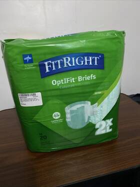 Medline 880196522647 20 Ct Fitright Optifit Ultra Adult Briefs With Tabs 2xl Unisex 60-70 Inch
