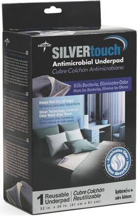 Medline 884389102995 Silvertouch 32x36 Inch Latex-free Washable Antimicrobial Underpad-kill Germs