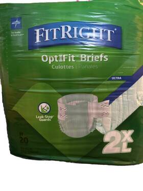 Medline 884389148542 Fitright Optifit Ultra Adult Briefs With Tabs 2xl Unisex 60-70 Inch 20pk