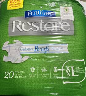 Medline 888277330248 Fitright Restore Ultra Incontinence Remedy Briefs Xxl 2xl Pack Of 20 New