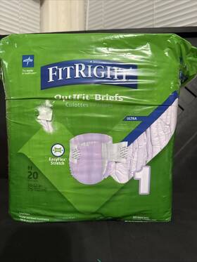 Medline 888277330309 Fitright Stretch Extra Adult Diapers Disposable Incontinence Briefs Medium