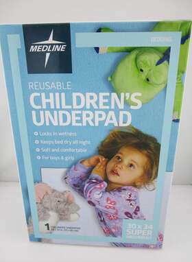 Medline 888277414405 Childrens Reusable Incontinence Bed Pad / Underpad Washable 30 Inch X 34