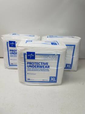 Medline 888277660628 Three Protection Plus Xl Underwear 56-68 Inch Anti Leak Guard 60 Total