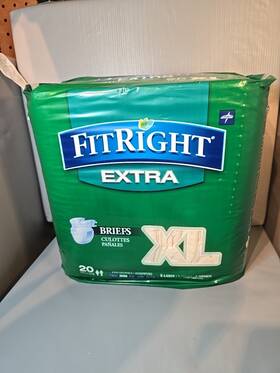 Medline 889301262623 Fitright Extra Xl Unisex Briefs 4 Packs Of 20 Ct 57-66 Inch Be