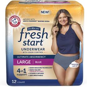 Ahblu000z Medline Fitright Fresh Start Incontinence And Postpartum Underwear For Women Large Blu