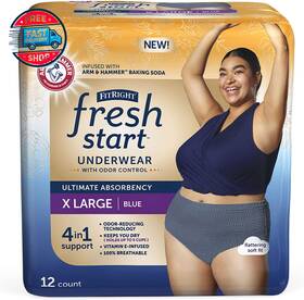 Ahblu600z Medline Fitright Fresh Start Incontinence And Postpartum Underwear For Women Xl Blue