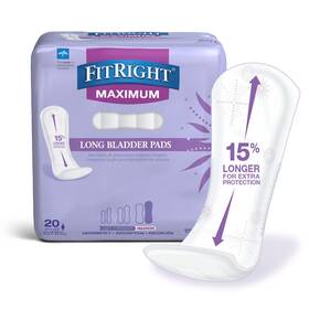 3-maximum Medline Fbc1035 Fitright Long Bladder Control Pads Maximum Absorbency 4 Inch X White