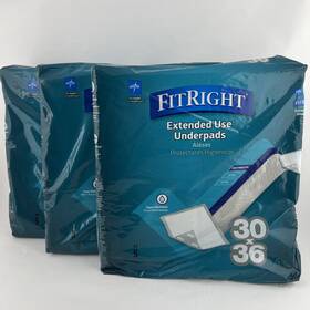 Fpu3036 Medline Fitright 30 Inch X 36 Extended Use Underpads Lot 3 Packs Of 5 Total 15