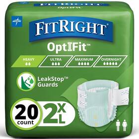 Medline Industries Healthcare 313113322380 Fitright Extra Adult Diapers Disposable Incontinence Briefs Leak-proof Diaper