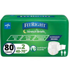 Frew2 Medline Industries Healthcare 80 Ct Fitright Extended Wear Stretch Brief Size 2 40 To 70 Inch Waist Overnight