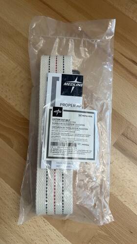 Mdt821203l Medline New Washable Cotton Gait Belt 72 Inch White With Blue/red Stripe