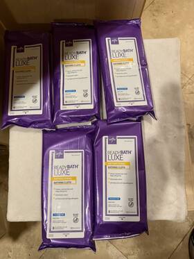 Msc095101h Medline 5 Pack Of Readybath Luxe Antibacteria Adult Bath Wipes 8