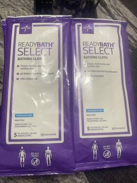 Msc095305 Medline 10 Readybath Select Bathing Cloth Fragrance And Rinse Free 50 Cloths New