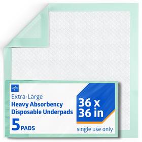 Msc282070lbz Medline Bed Pads Disposable Adult 36 Inches X 5 Count Green