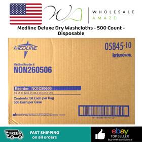 Non260506 Medline Deluxe Dry Washcloths - 500 Count Disposable