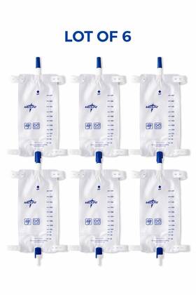 Uro5458 Medline Lot Of 6 Flip Drain Leg Bag 900ml With Fabric Back Comfort Straps