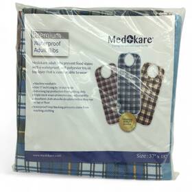 Medokare 737787294314 Waterproof Adult Bibs For Men Women 3 Pack In Plaid Colors Machine Washable 37 Inch