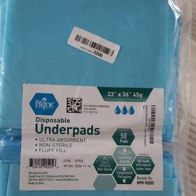 51925 Medpride Underpads 23 X 36 In Ultra Absorbent Fluff Fill Blue Disposable