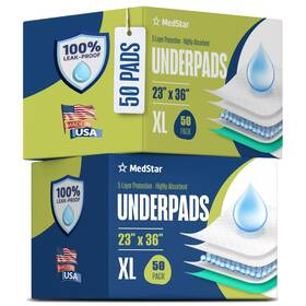 Medstar 699838527645 23 Inch X36 Disposable Underpads For Adults Kids Pets Ultra Absorbent 50 Count
